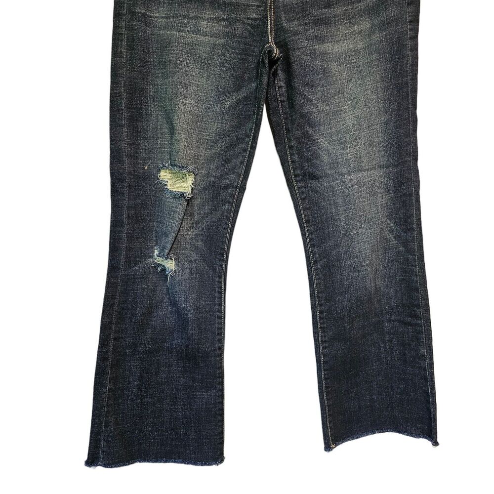Liverpool The Crop Flare Jeans 2/26 Fray Hem Dark Wash High Rise - Picture 3 of 6